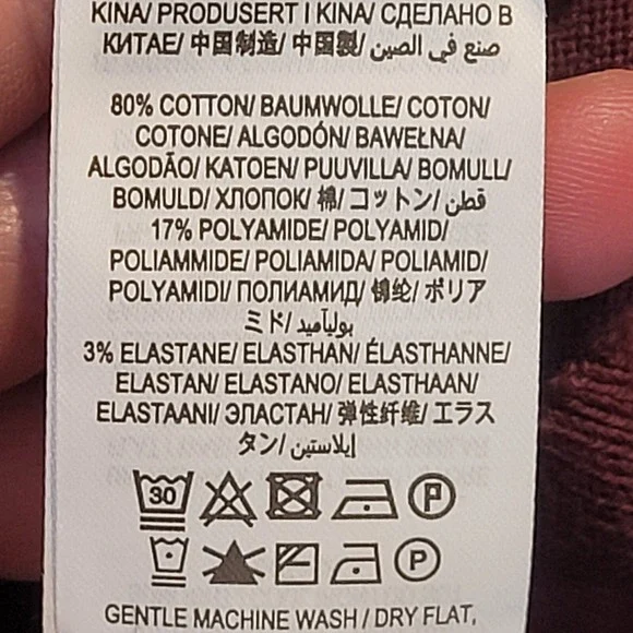 Boden Sweater Cotton Maroon Navy Ribbed Trim Boatneck Pullover 3/4 Slv Womens LG - Picture 8 of 8